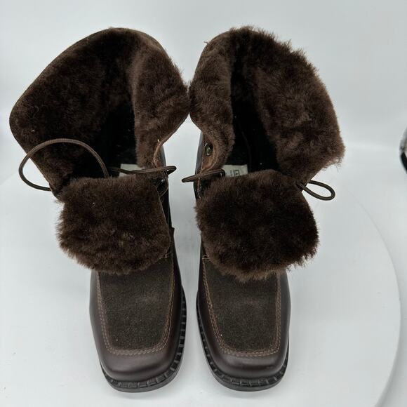 La Canadienne Brown Leather Shearling Line Square Toe Ankle Boot Womens Size 5.5 - Picture 5 of 16